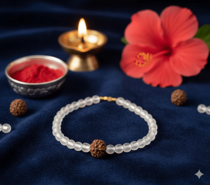 Crystal(क्रिस्टल) Bracelet With Rudraksha(रुद्राक्ष)