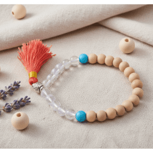 Healing Bracelet(ब्रेसलेट) With Natural Sandal(चन्दन), Gemstones And Sphatik(स्फटिक)