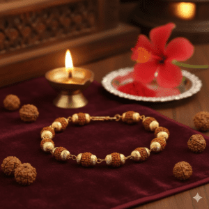 Rudraksha Bracelet With Golden Cap(गोल्डन रुद्राक्ष ब्रेसलेट)