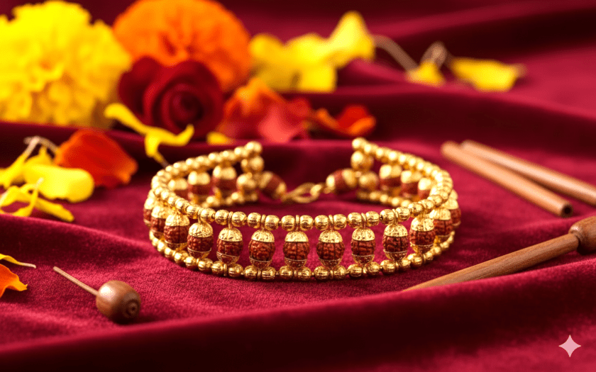 Golden Rudraksh(रुद्राक्ष) Bracelet(ब्रेसलेट) In Brass
