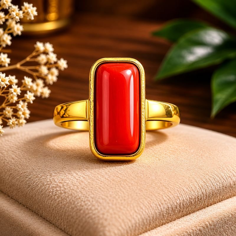 coral-munga-stone-brass-ring-jyotishshop-1