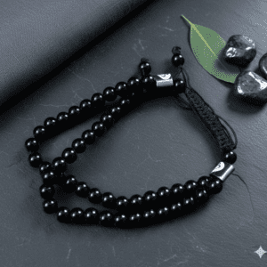 Black Stone Double Line Bracelet For Shani Dosh Nivaran