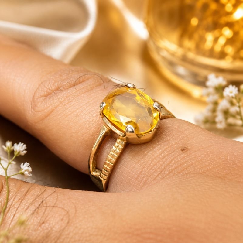 Natural Citrin(Sunela) Stone Panchdhatu Ring for Jupiter Strength