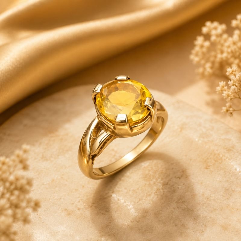 Premium Natural Citrin(Sunela) Stone Panchdhatu Ring for Jupiter