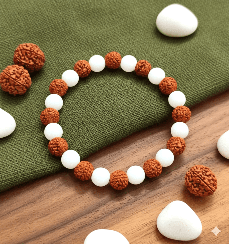 Chandra Dosh Nivaran Bracelet With Rudraksh (चन्द्र दोष निवारण ब्रेसलेट)