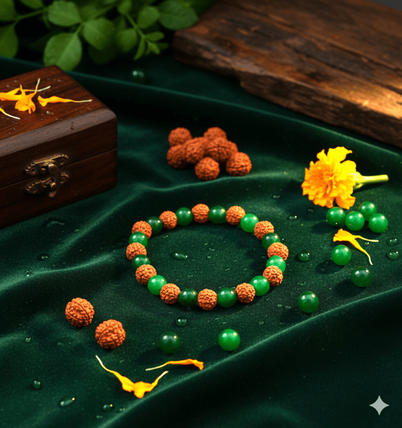 Budh Dosh Nivaran Bracelet With Rudraksh-2 (बुध दोष निवारण ब्रेसलेट)