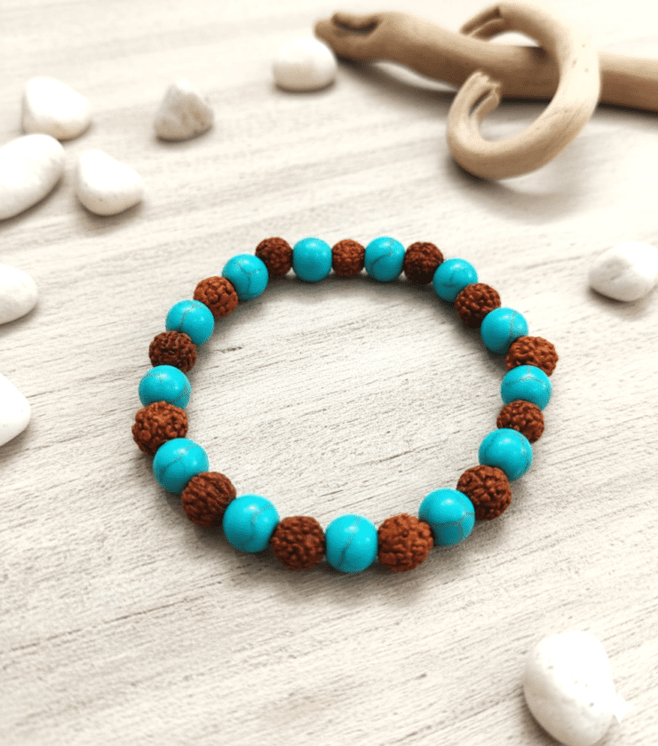 Firoza Crystal Rudraksha Bracelet