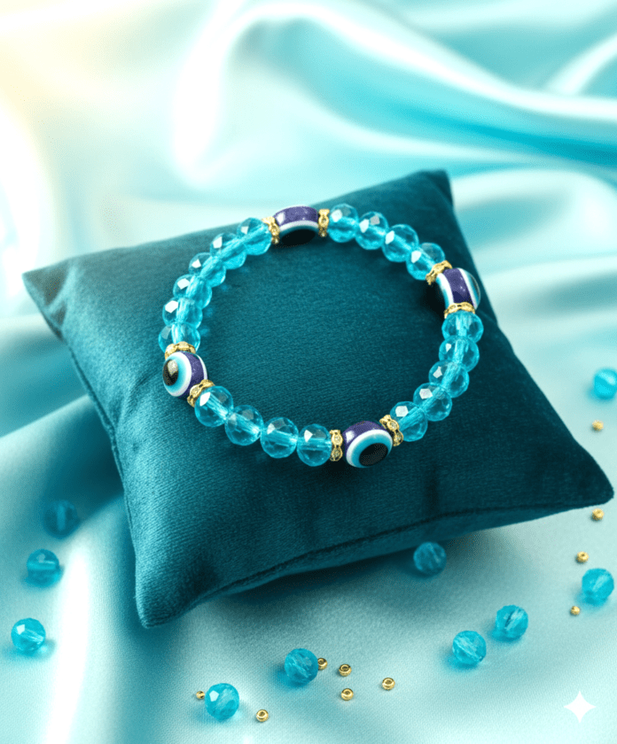 Evil Eye Nazar Raksha Kavach Blue Crystal Bracelet ( नज़र रक्षा कवच ब्लू क्रिस्टल ब्रेसलेट)