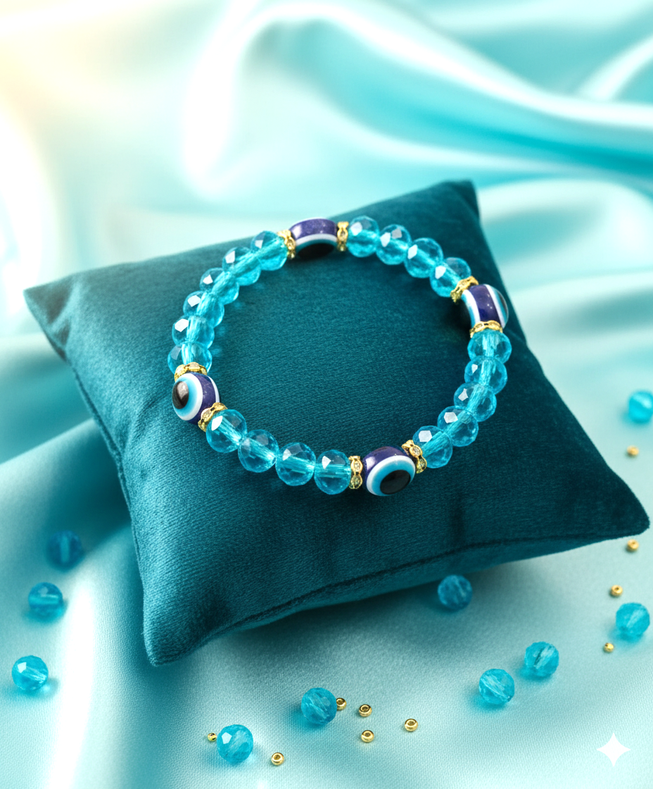 Evil Eye Nazar Raksha Kavach Blue Crystal Bracelet ( नज़र रक्षा कवच ब्लू क्रिस्टल ब्रेसलेट)