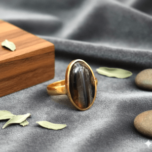 High Quality Certified Sulemani Hakik Stone Ring In Brass With Certificate(सुलेमानी हकीक स्टोन रिंग) | Size- Adjustable | Weight- 5.49 gram