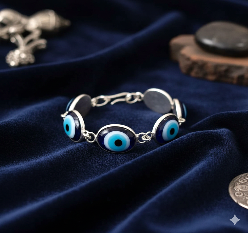 German Silver Evileye Nazar Raksha Kavach Bracelet(जर्मन सिल्वर नज़र रक्षा कवच ब्रेसलेट)