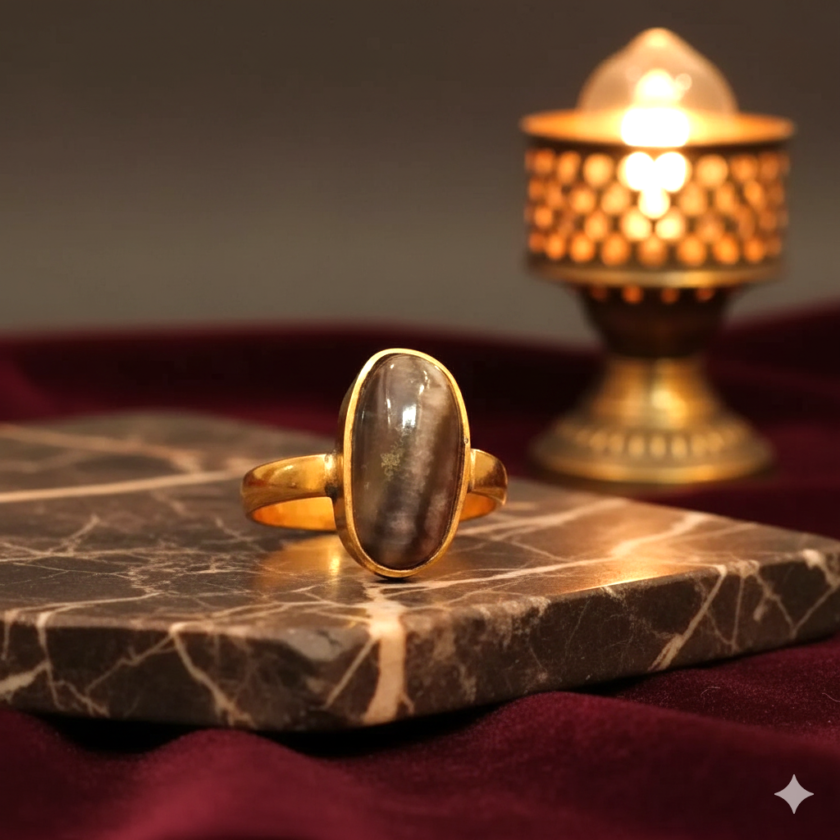 High Quality Certified Sulemani Hakik Stone Ring In Brass With Certificate(सुलेमानी हकीक स्टोन रिंग) | Size- Adjustable | Weight- 4.97 gram