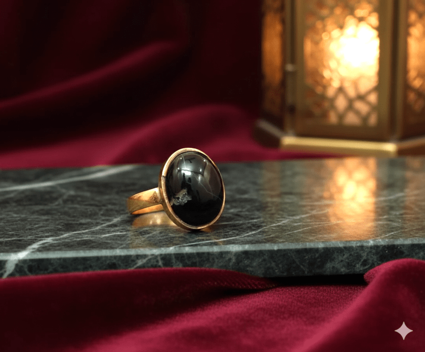High Quality Certified Sulemani Hakik Stone Ring In Brass With Certificate(सुलेमानी हकीक स्टोन रिंग) | Size- Adjustable | Weight- 6.45 gram