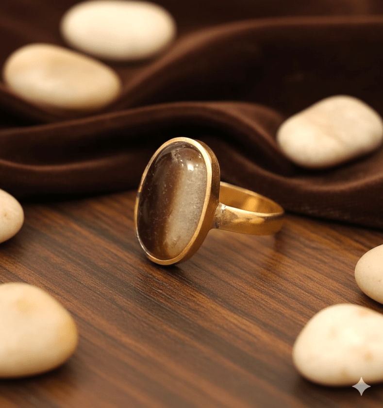 High Quality Certified Sulemani Hakik Stone Ring In Brass With Certificate(सुलेमानी हकीक स्टोन रिंग) | Size- Adjustable | Weight- 6.06 gram