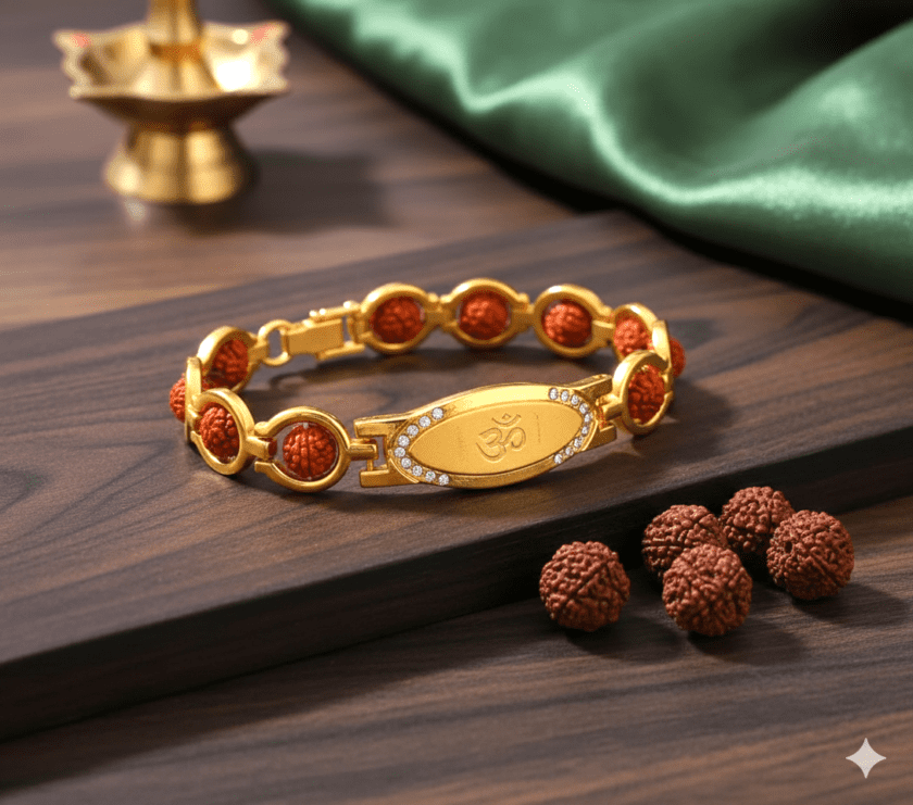 Om Rudraksha Brass Bracelet