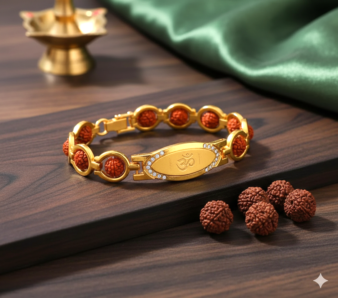 Om Rudraksha Brass Bracelet