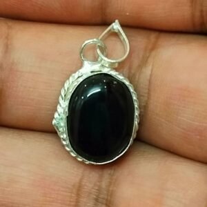 Silver Polished Brass Hakik Stone Locket 26(हकीक स्टोन लॉकेट)