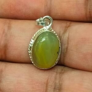 Silver Polished Brass Hakik Stone Locket 32(हकीक स्टोन लॉकेट)