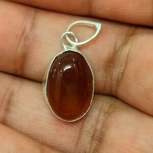 Silver Polished Brass Hakik Stone Locket 33(हकीक स्टोन लॉकेट)