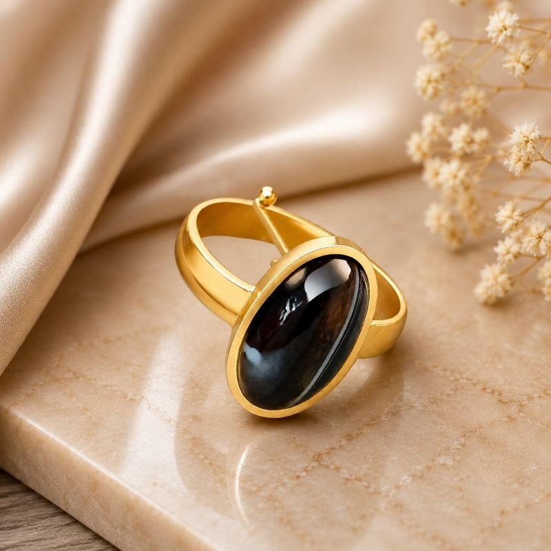 High Quality Certified Sulemani Hakik Stone Ring In Brass With Certificate(सुलेमानी हकीक स्टोन रिंग) | Size- Adjustable | Weight- 4.52 gram