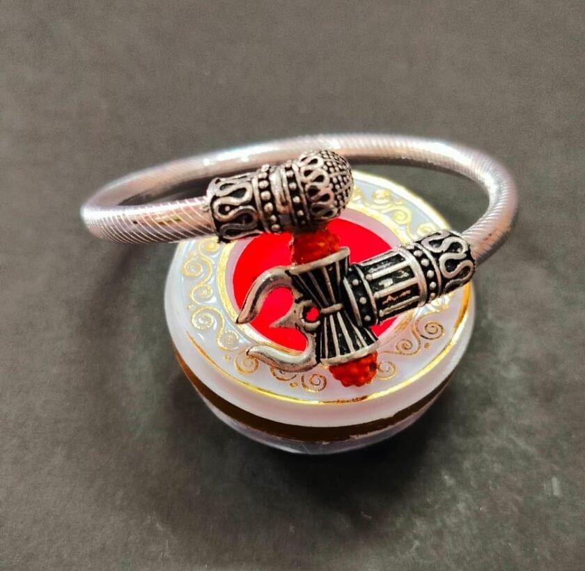 Mix Metal Trishul Damru Bahubali Silver Kada (त्रिशूल डमरू गोल्डन कड़ा) | Size- Adjustable