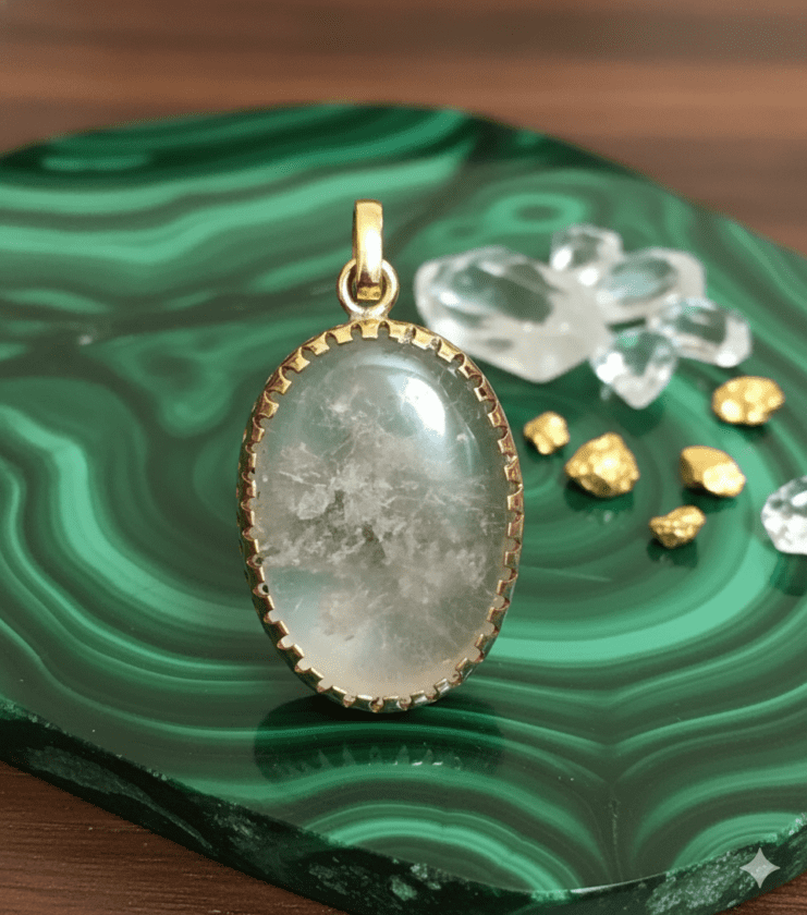 Big Size Sphatik Stone Locket Brass (स्फटिक स्टोन लॉकेट ब्रास) Weight 33.75