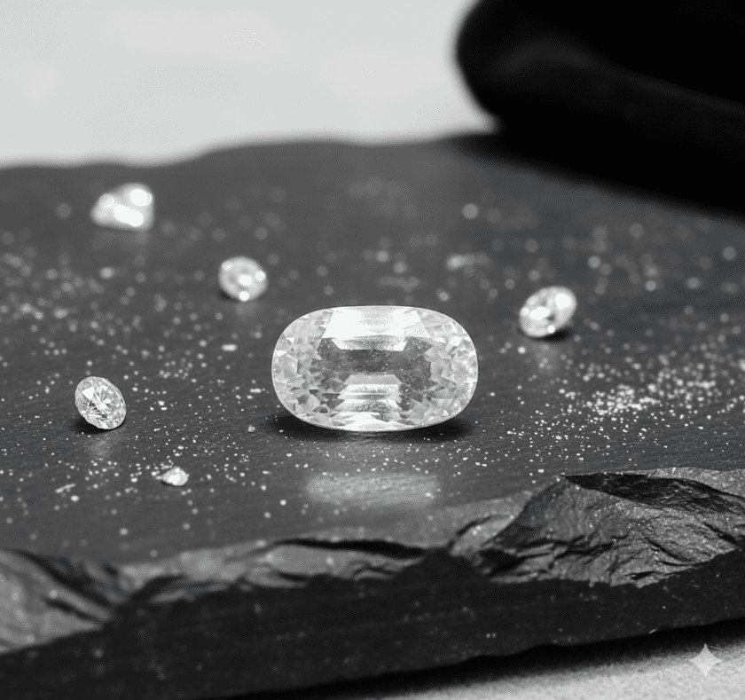 Certified Natural Quartz Sphatik Stone(स्फटिक स्टोन), Weight 3.82 carat