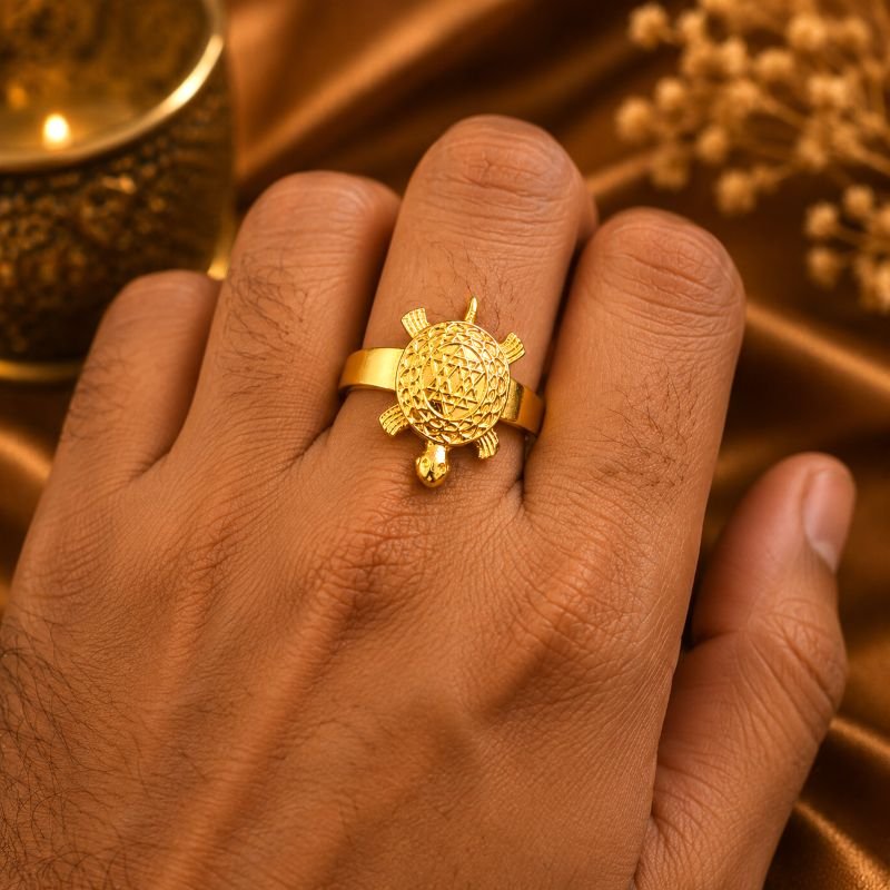 Premium Shri Yantra Meru Tortoise Brass Ring – Lakshmi Kripa