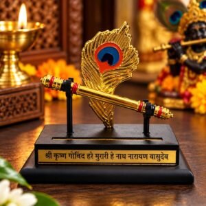 Golden-Krishna-Feather-and-Flute-Ornament-jyotishshop